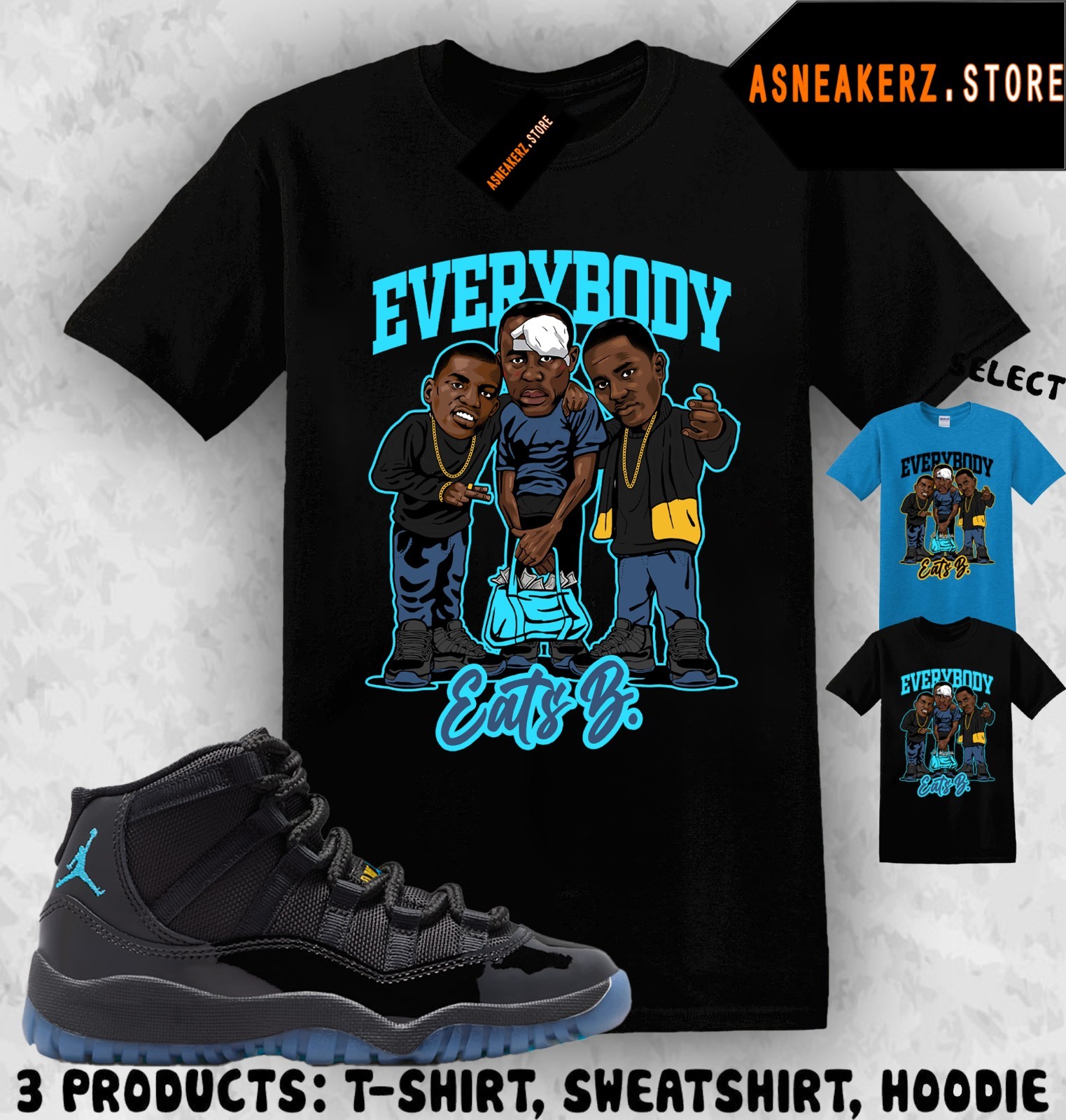 Shirt Match AJ 11 Gamma Blue 2025 Sneaker Matching Tee Everybody Eats B T-Shirt