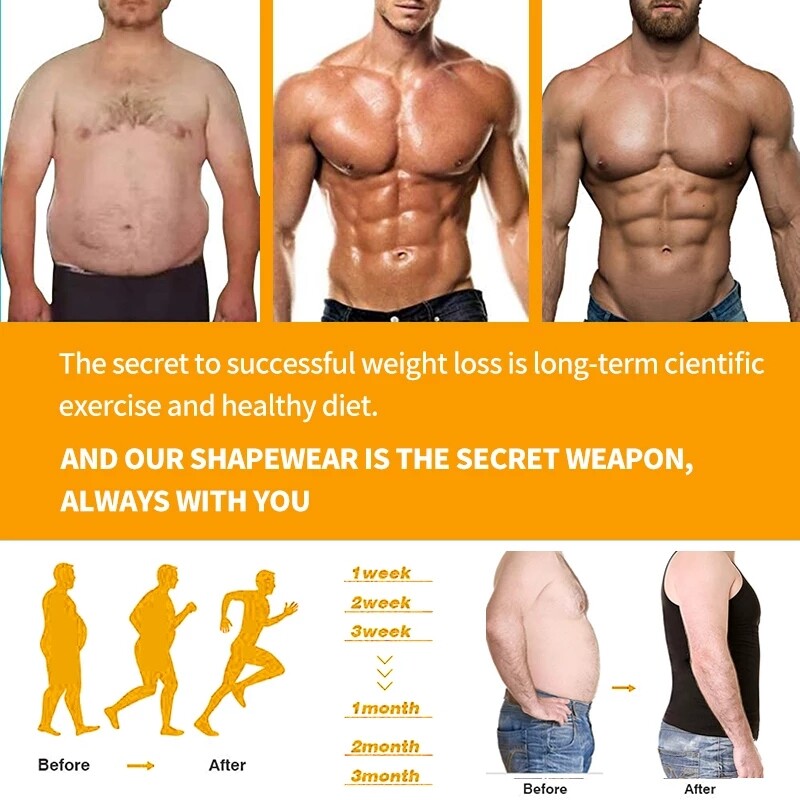 Men’s Slimming Body Shaper Vest Abs Abdomen Compression Shirt Workout Tank Tops#