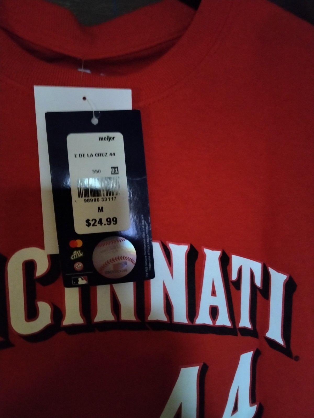 Cincinnati Reds DelaCruz #44 Baseball T Shirt Red MLB Licensed, Medium NWT