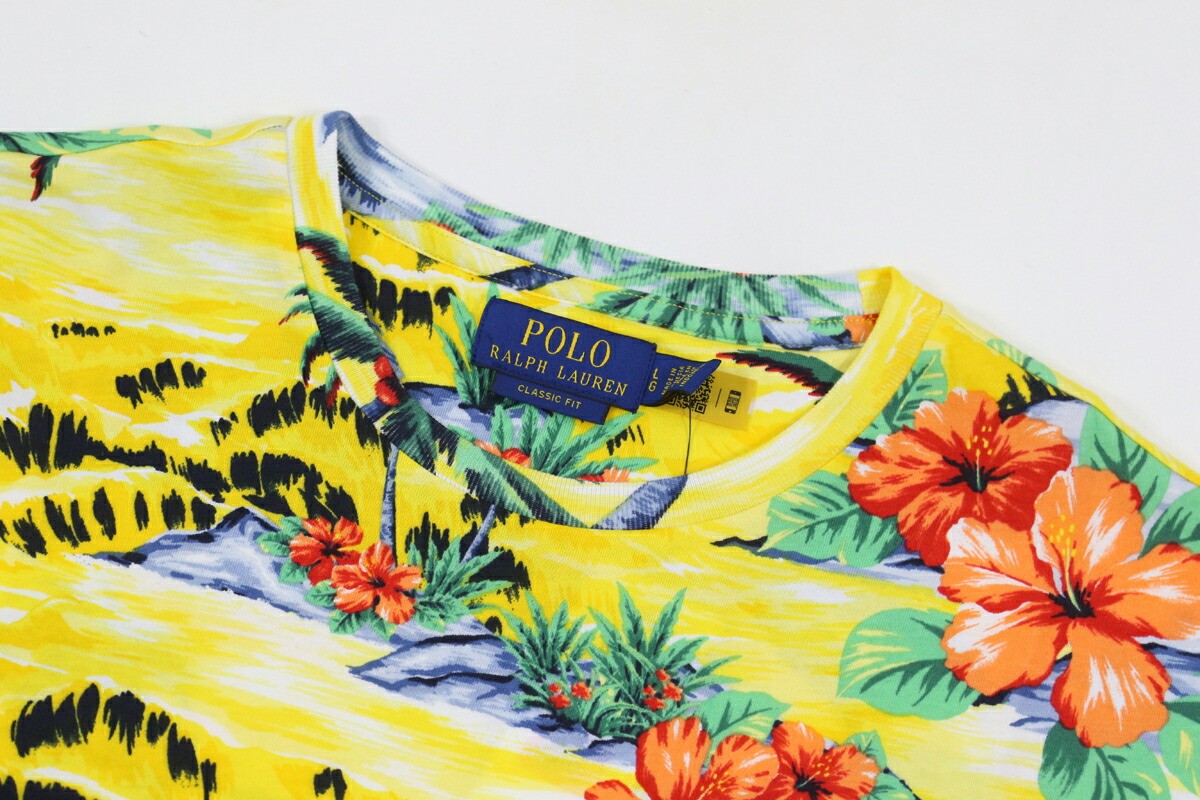 Polo Ralph Lauren Classic Fit Cotton Crewneck Full Print Floral T-Shirt – Yellow
