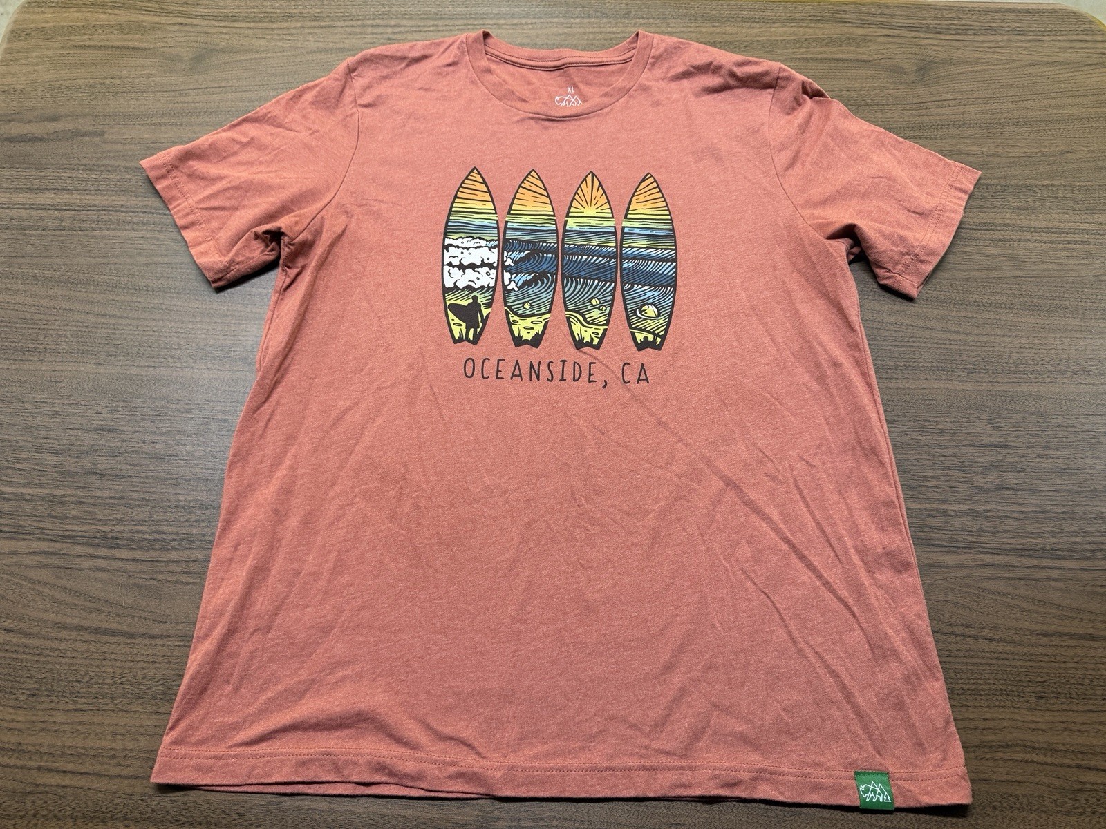 Oceanside, California Men’s Burnt Orange T-Shirt – Wild Tribute – XL