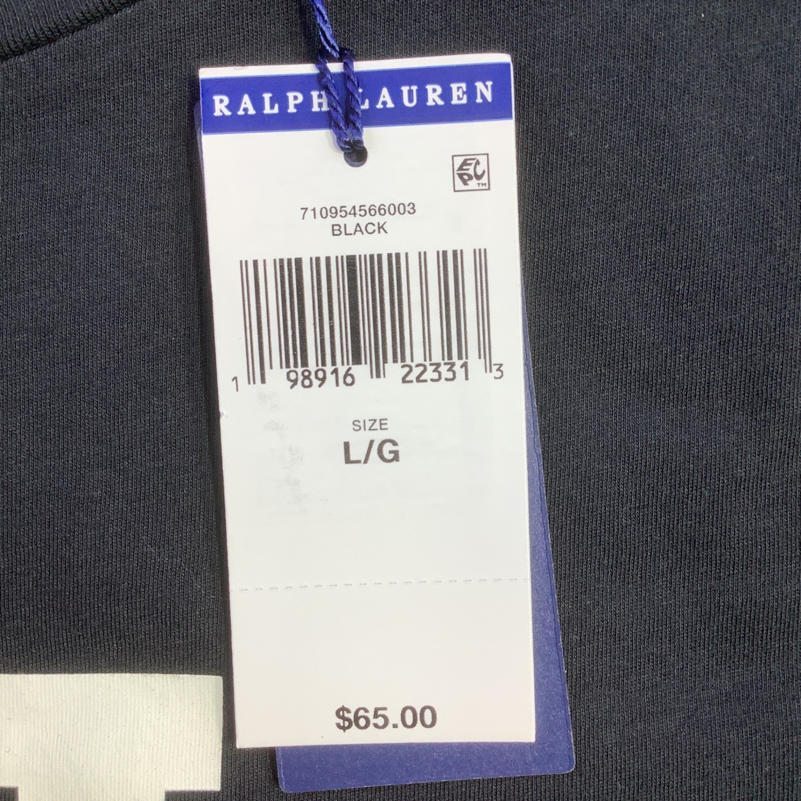 Polo Ralph Lauren Mens Custom Slim Fit RL Graphic T-Shirt Black Size L NWT