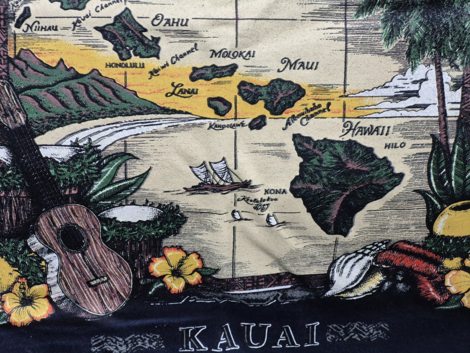 Kauai 100%Cotton Large Navy T-shirt Machine Washable