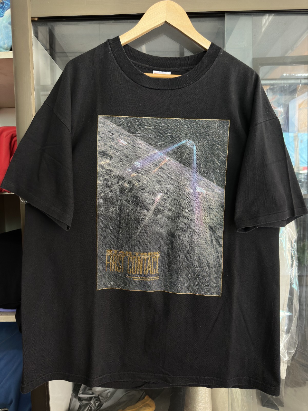 Vintage 1996 Star Trek First Contact Movie T-Shirt Hanes XL Size Single Stitch