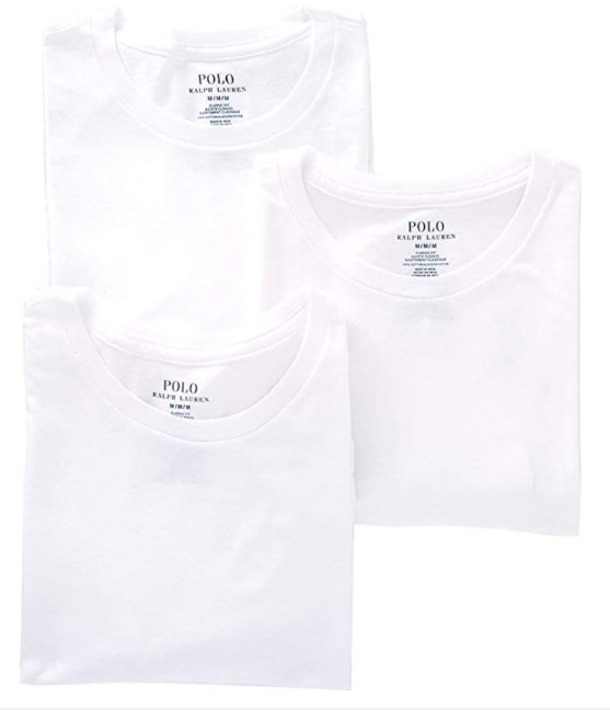 3 POLO RALPH LAUREN MENS COTTON WHITE CREW T-SHIRTS UNDERSHIRTS S M L XL XXL NWT