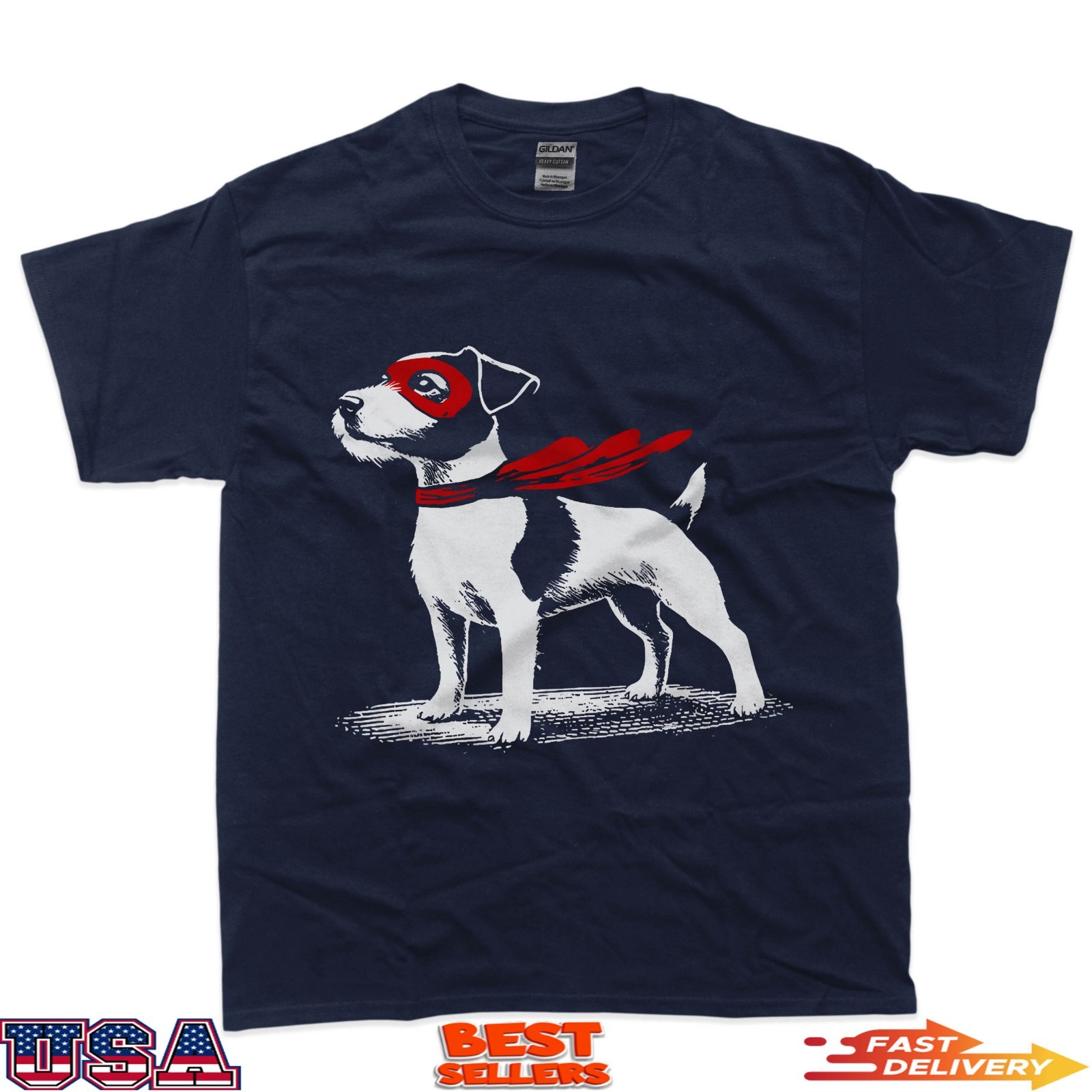 Superhero Dog Cape Illustration Funny Loyal Pet Hero T-Shirt