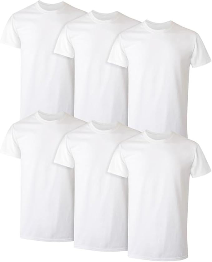 Hanes T-Shirt, 6-Pack, Moisture-Wicking T-Shirt Undershirts, White – 6 Pack