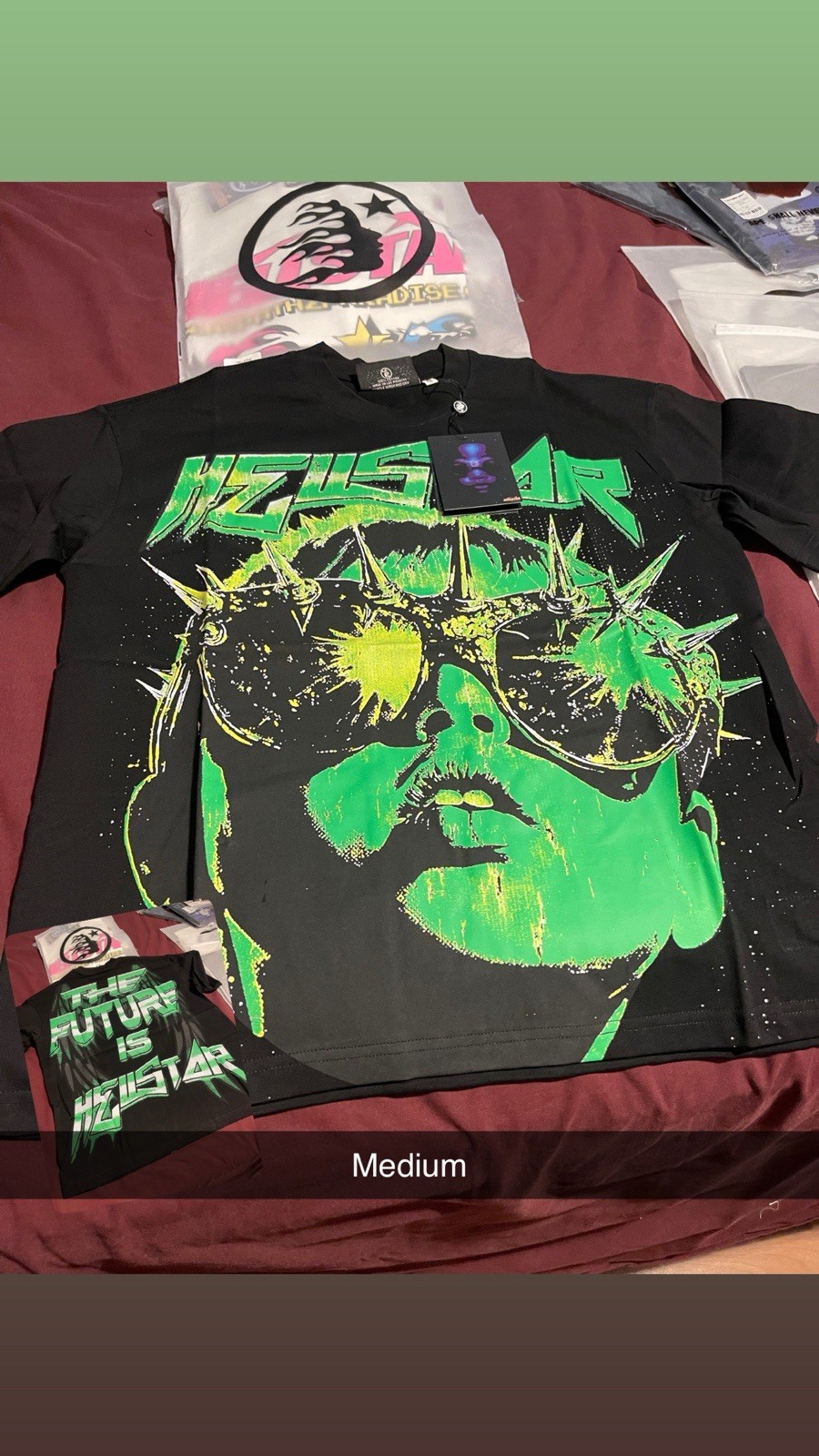 Hellstar Men’s Black/Green Graphic Print Crew Neck Short Sleeve T-Shirt Size M