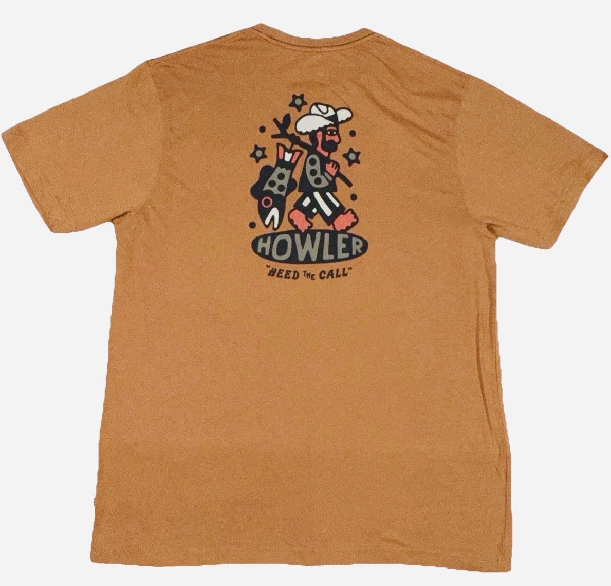 Howler Brothers Mens XL Burnt Orange Graphic Pocket Tee T Shirt Cowboy Outdoor