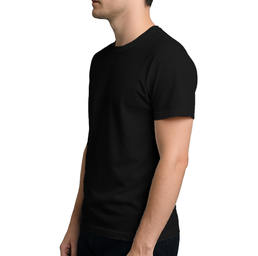 5 Pack Black Premium Soft Cotton Blank T Shirts Unisex Crew Neck Short Sleeve