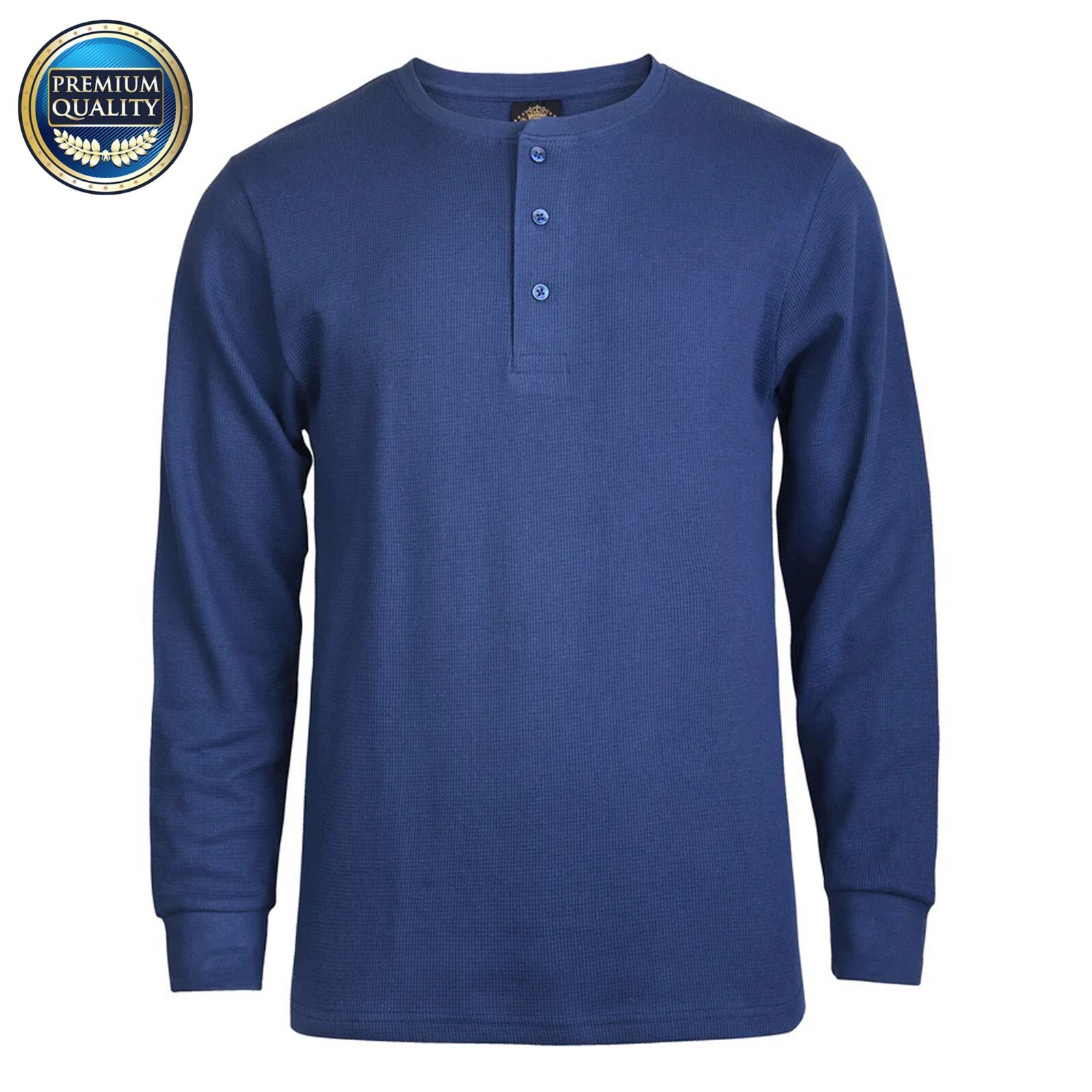 New Men Thermal Henley Shirt T-shirts Long Sleeve Cotton Pullover Three Buttons