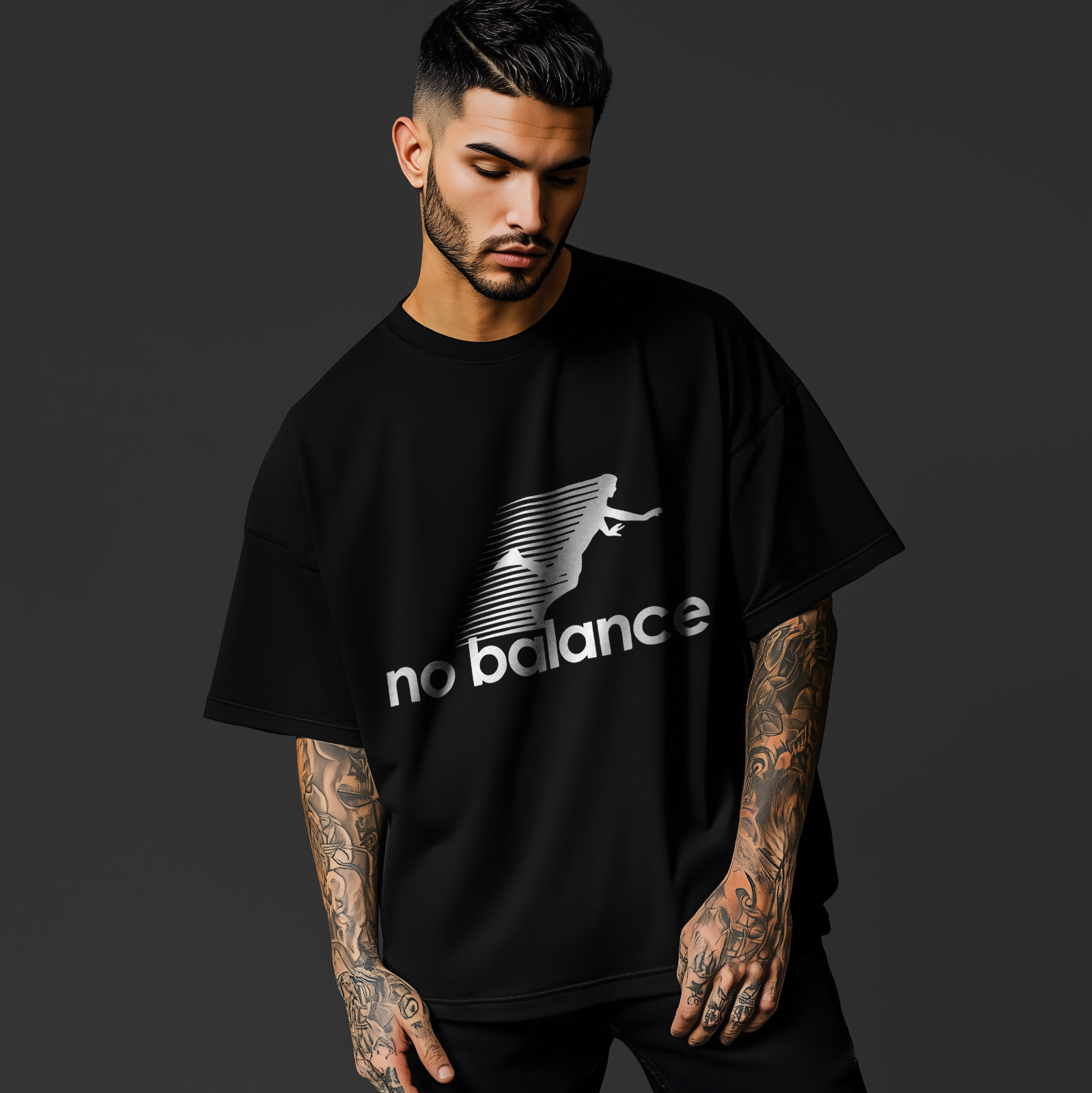 No Balance Funny T-Shirt – Parody Graphic Tee with Falling Silhouette A326