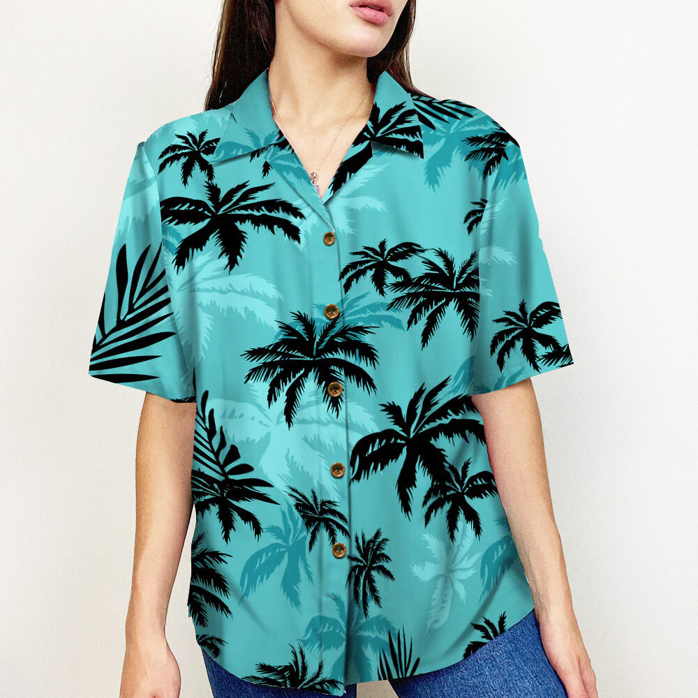 Hawaiian Shirt Mens Button Down Coconut Tree Print Beach Vacation Cruise Party @
