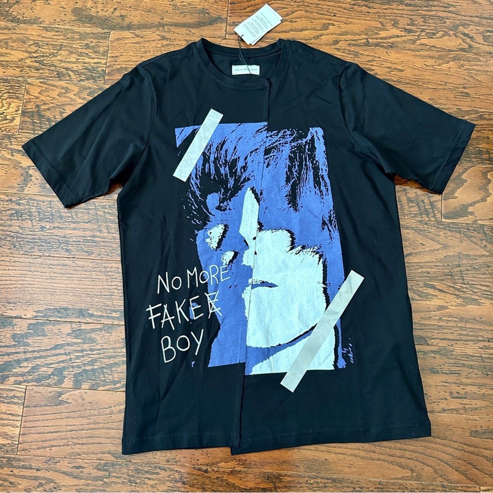 Faith Connexion Reconstructed Graphic Tee in Black/Multi Size Medium NWT