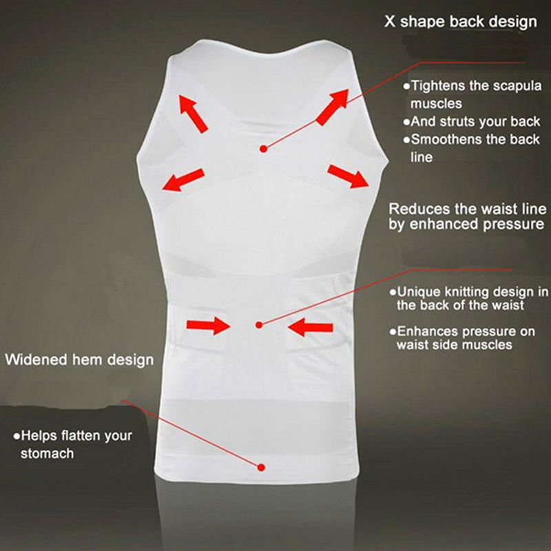 Men Slim Shirt Body Slimming Tummy Shaper Control Belly Underwear Vest Girdle US