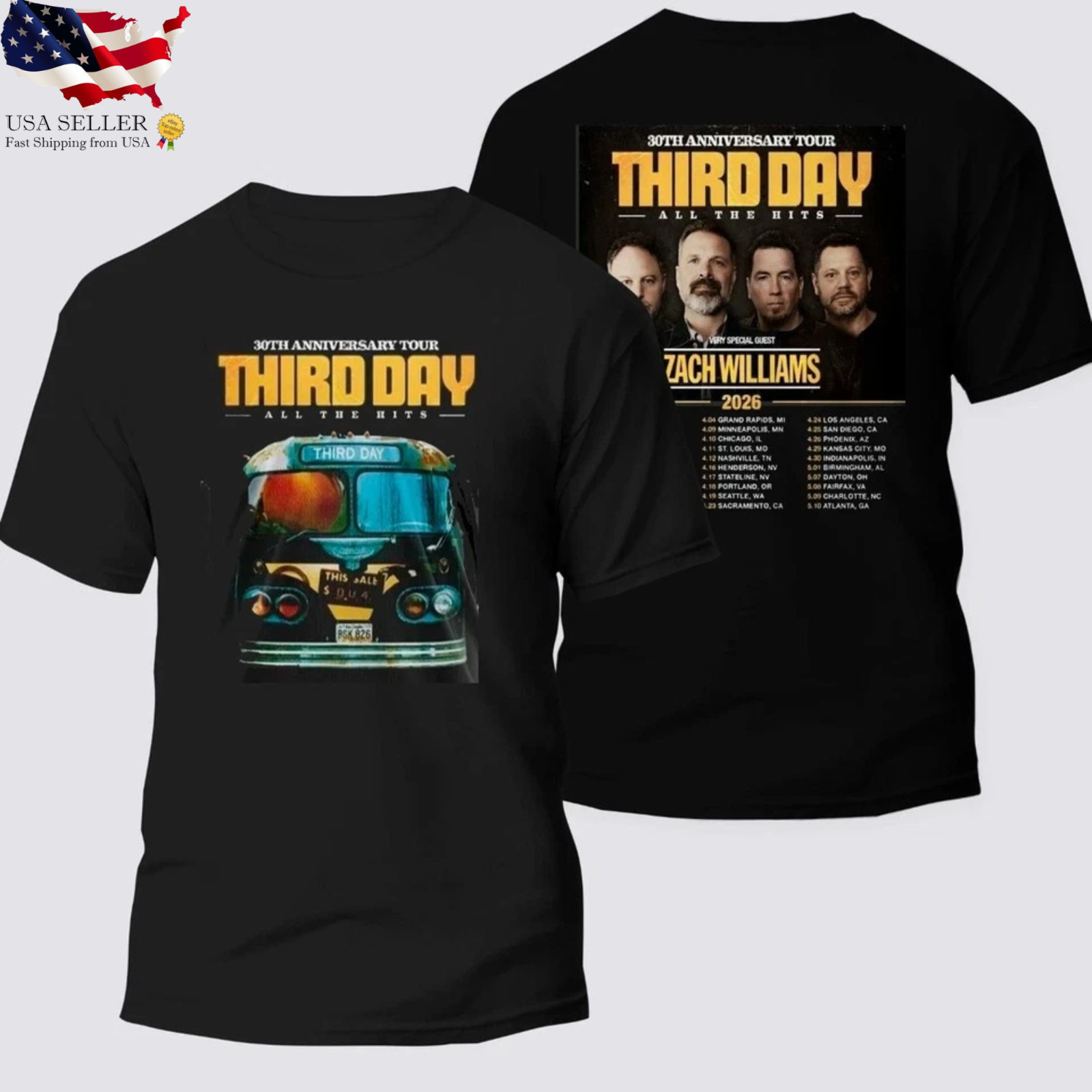 Third Day 30th Anniversary Tour 2026 Shirt All The Hits Double Sided Tee