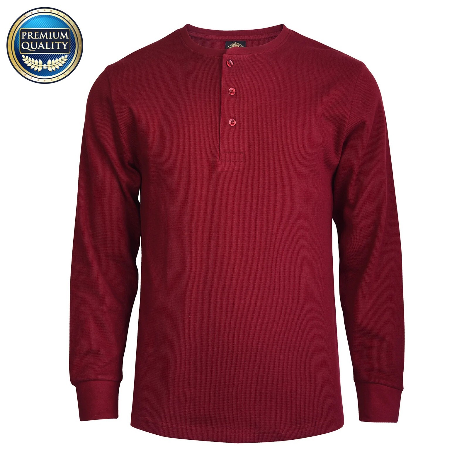 New Men Thermal Henley Shirt T-shirts Long Sleeve Cotton Pullover Three Buttons