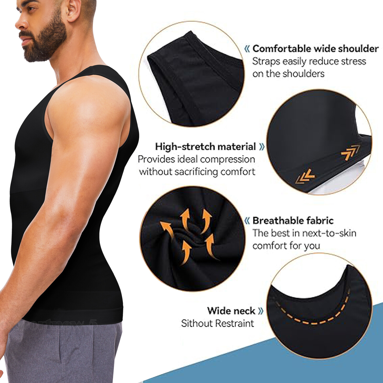 Men’s Body Shaper Gynecomastia Compression Ionic Shaping Shirt Slimming Tank Top