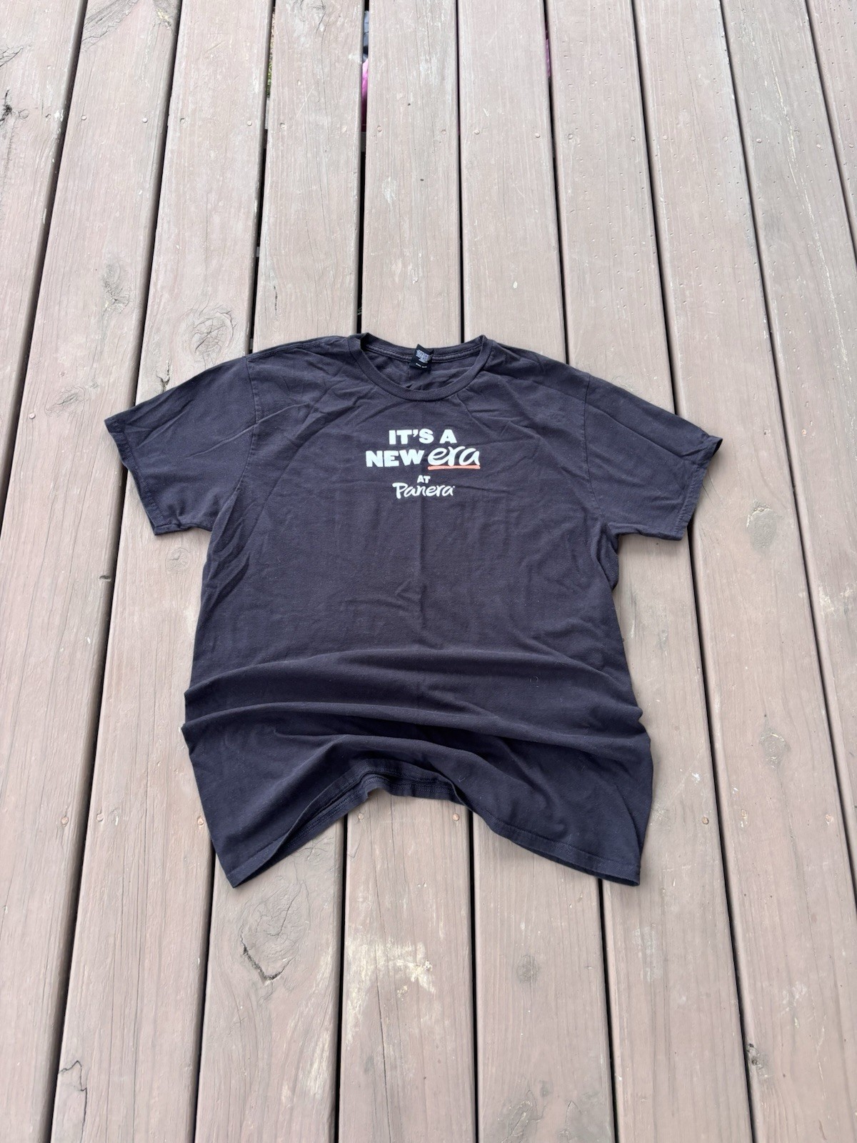 Panera Bread Promotional T-Shirt Charcoal Grey Hanes Perfect-T Tastiest Era Yet