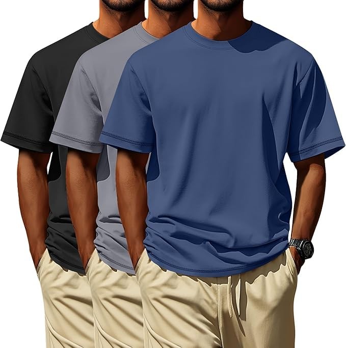 12 Pack BILLIONHATS Mens Cotton Short Sleeve T-Shirts, Crew Tees Pack X-Large