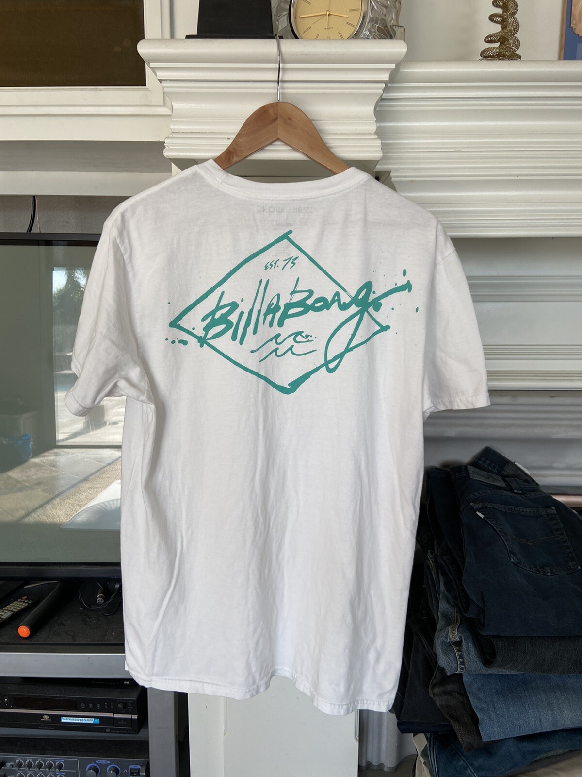 Billabong The Core Tee Shirt White 100% Cotton Mens Size L EUC