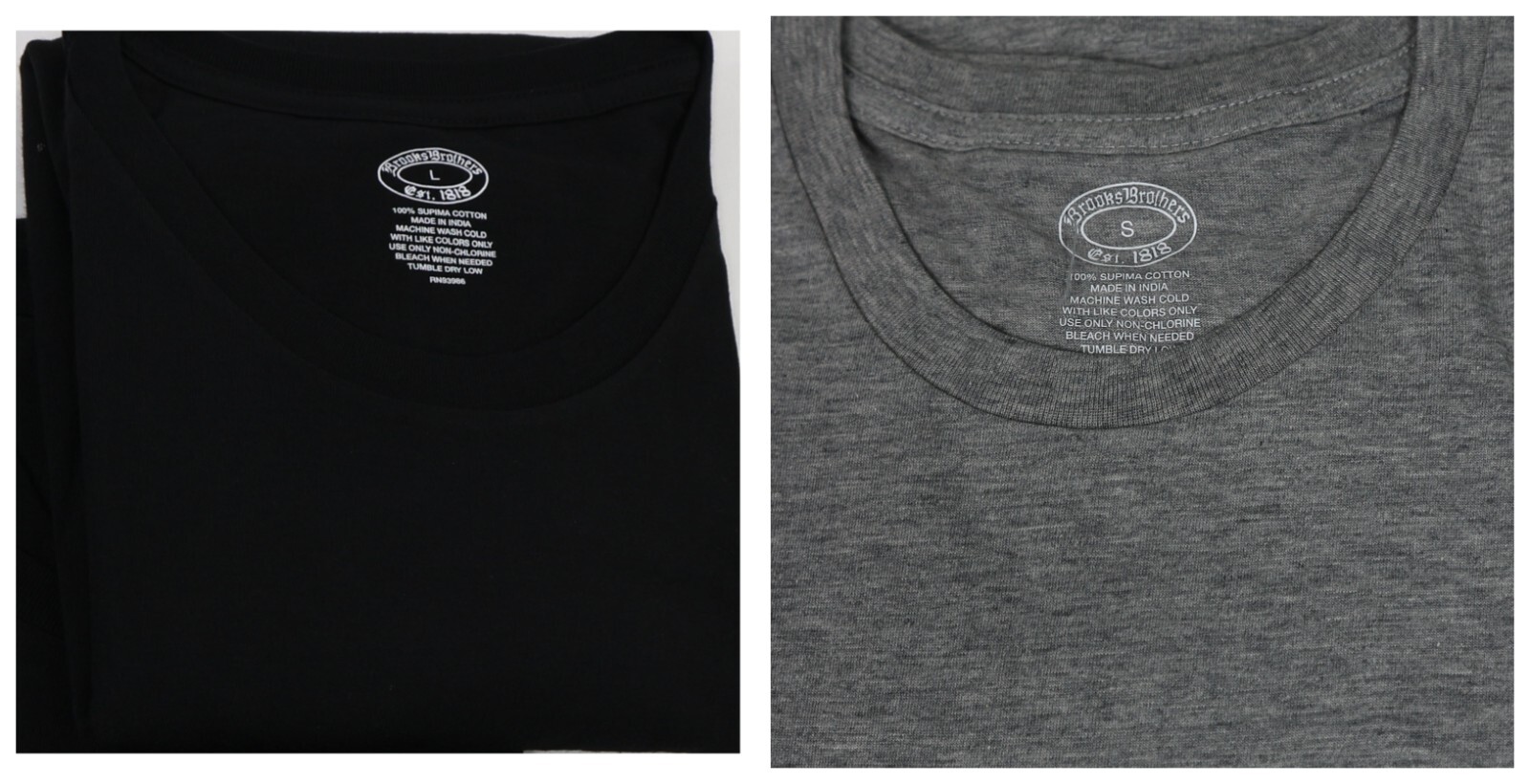 Brooks Brothers 1818 Men’s Crewneck Cotton Undershirt Black w/ logo 3pcs/Pack