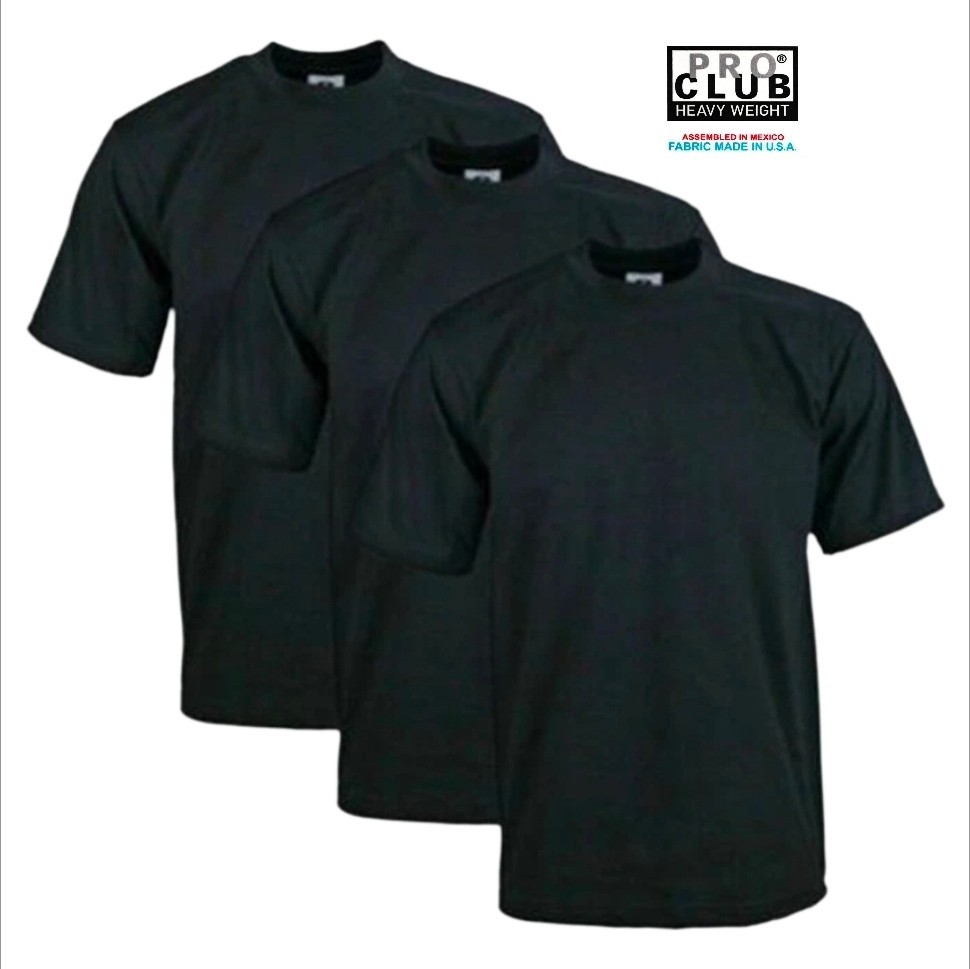3 PACK PRO CLUB MENS HEAVYWEIGHT TEE SHIRT PLAIN SHORTH SLEEVE PROCLUB M – L
