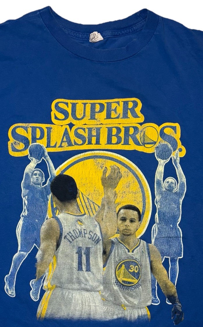Super Splash Bros Steph Curry Klay Thompson Mario Basketball Parody Shirt Medium