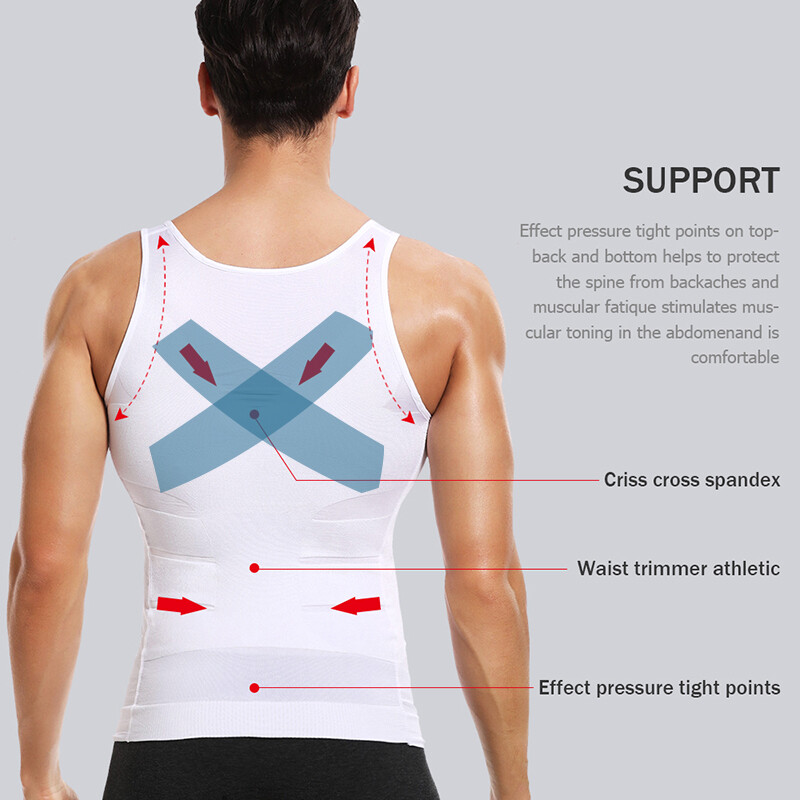 Men’s Slimming Body Shaper Belly Chest Gynecomastia T-Shirt Compression Tank Top