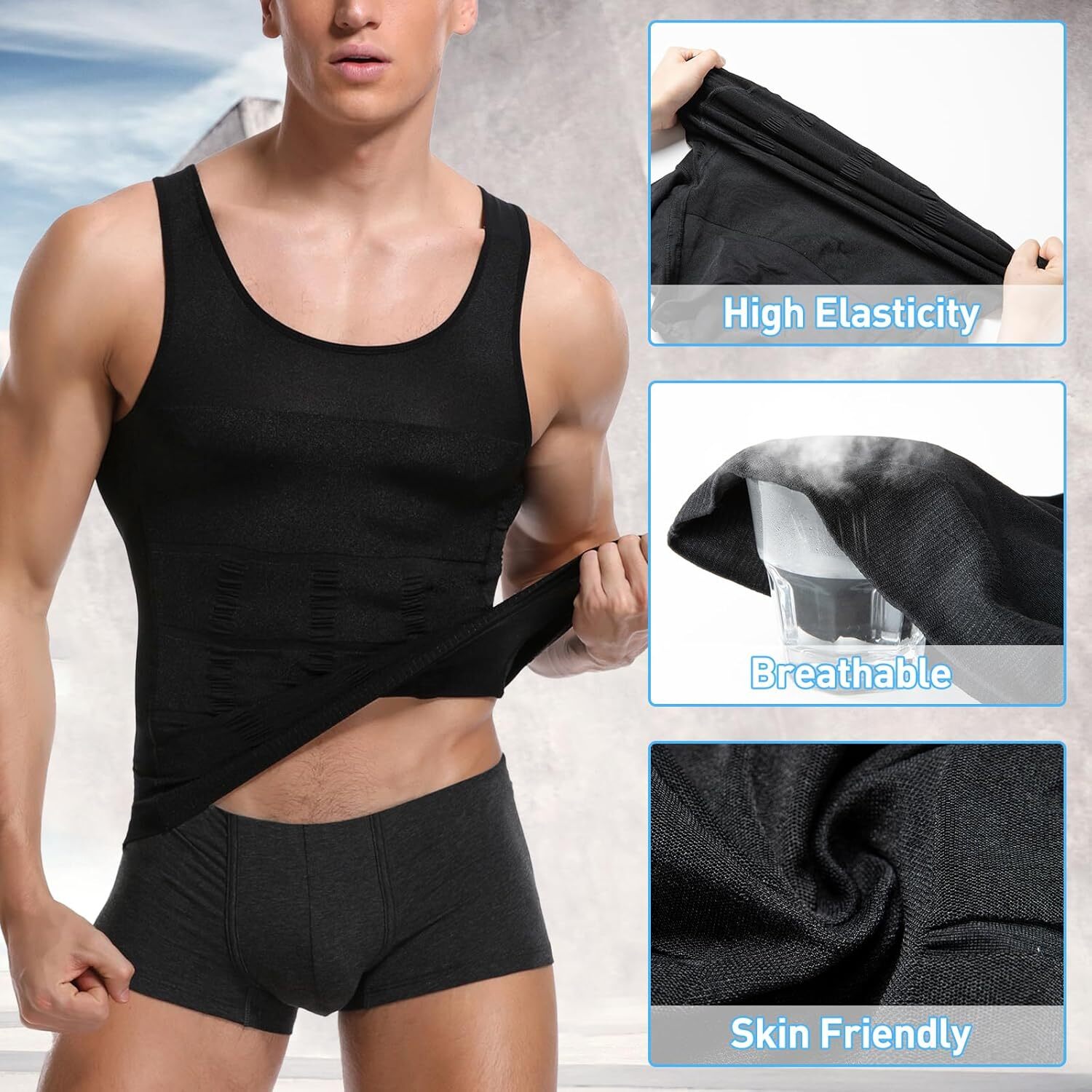 Men Body Shaper Slimming Tummy Vest Compression Shirt Tank Faja camisa de hombre