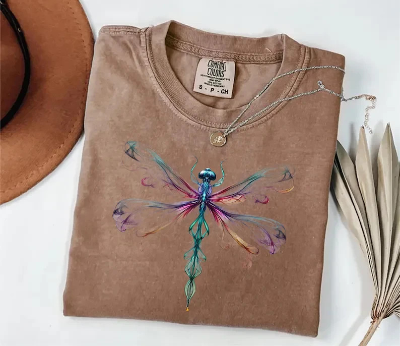 Boho Dragonfly Shirt Watercolor Nature Graphic Tee Artistic Aesthetic Gift