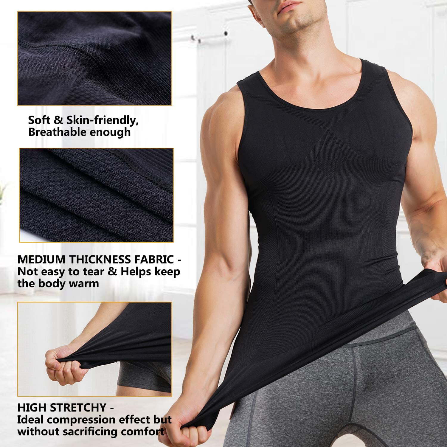Men Gynecomastia Compress Tank Top Mens Slimming Body Shaper Vest Abs Undershirt