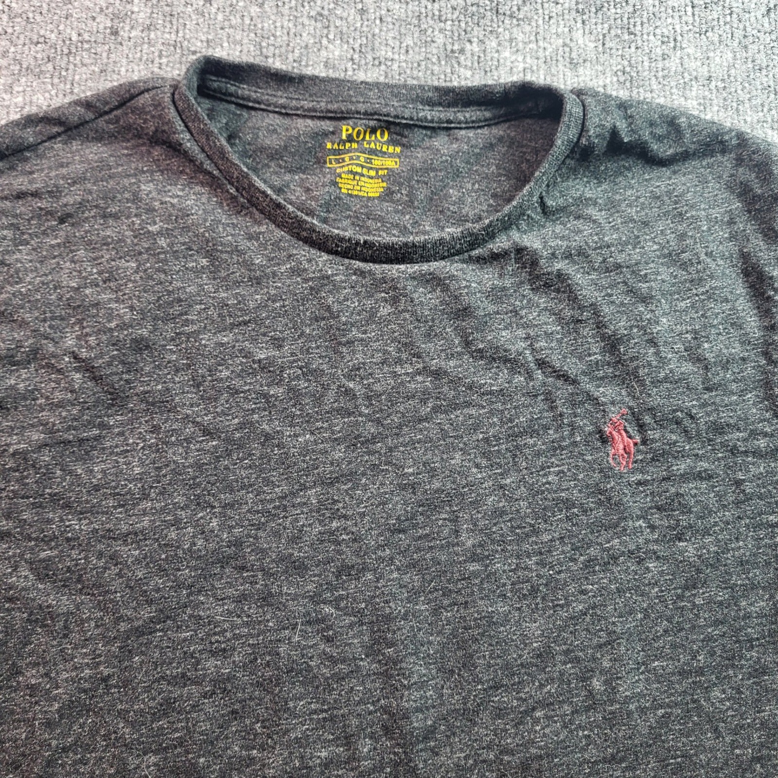 Polo Ralph Lauren Mens Long Sleeve T Shirt Gray Custom Slim Fit Large