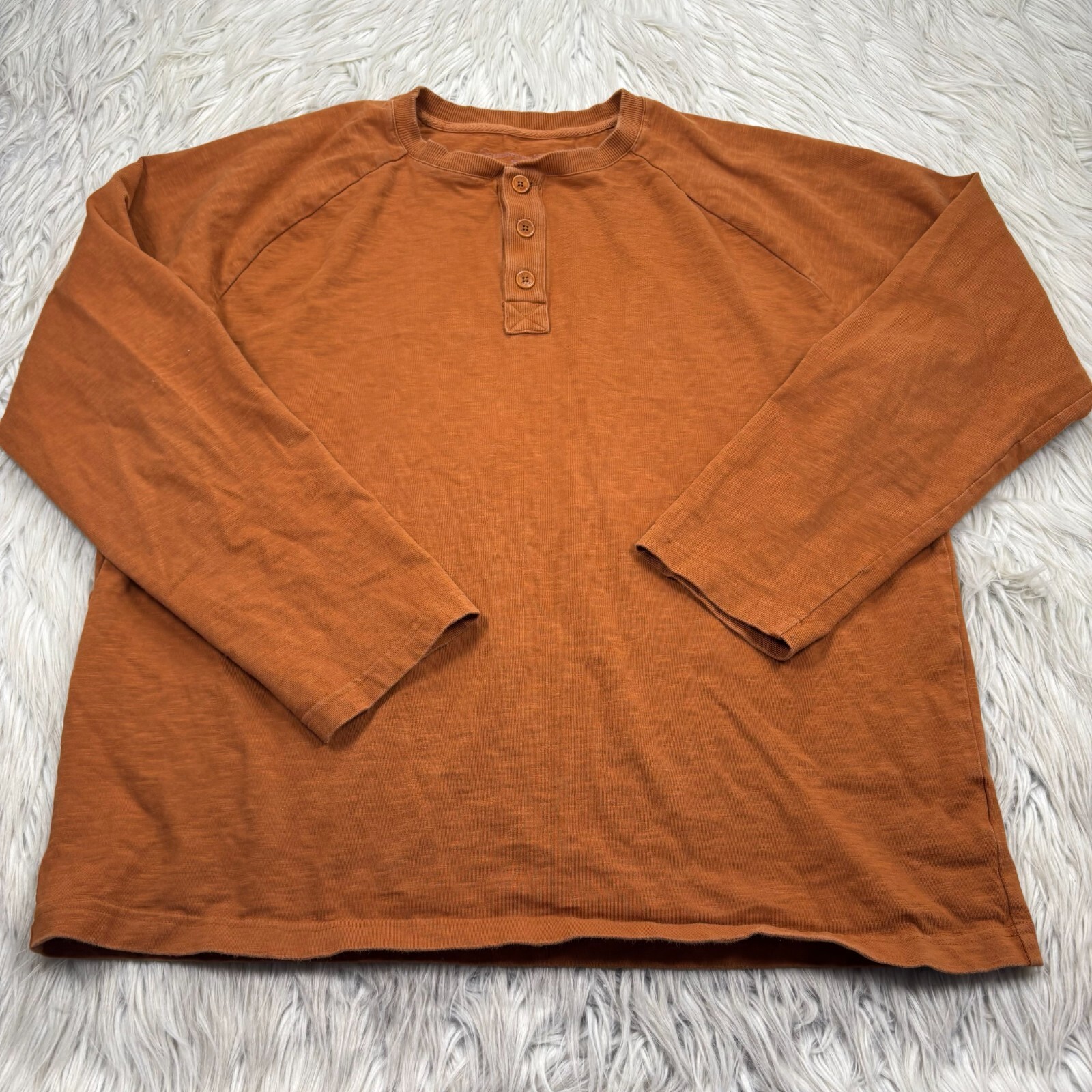 United by Blue Men’s L Burnt Orange Long Sleeve Henley Tee