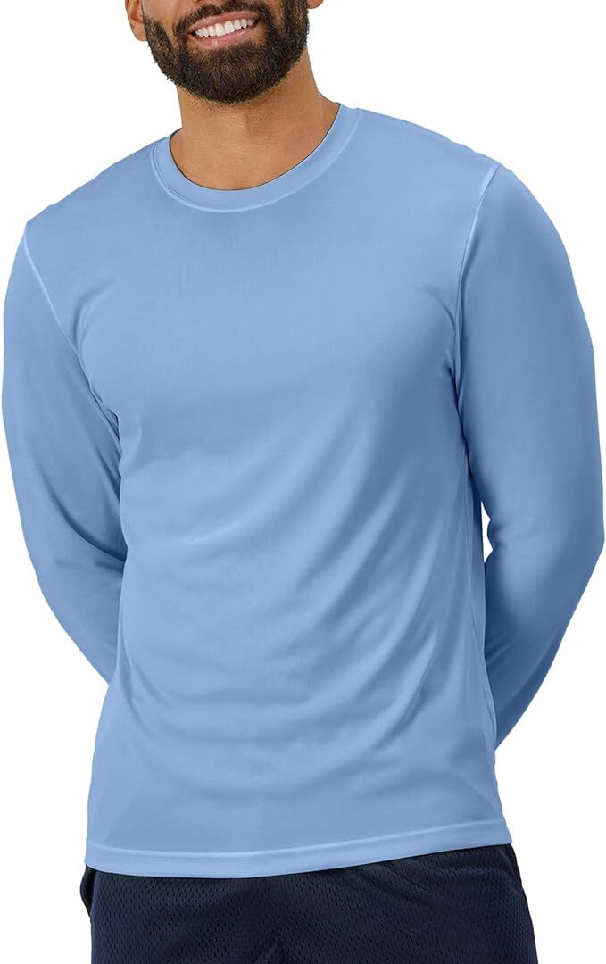 Hanes Long Sleeve Tee 2-Pack T-Shirt Sport Men’s FreshIQ Cool DRI Jersey S-3XL