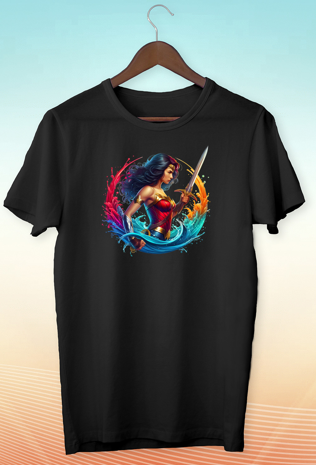 Wonder Woman Short Sleeve White-Black Men’s / Women’s T Shirt F577