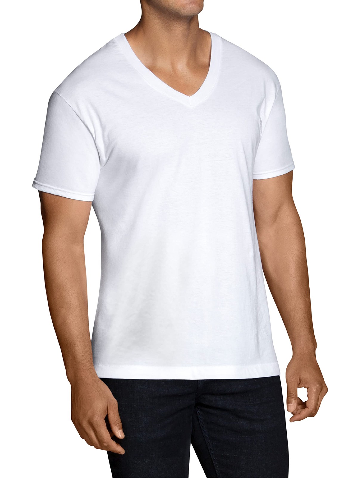 mens Tall Size V-neck T-shirt, White Underwear, Tall Man – White 6 Pack, 3X-L…