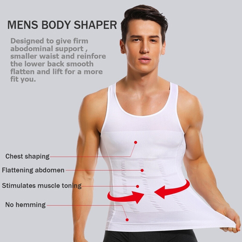 Men 3 Pack Body Shaper Slimming Tummy Vest Compression Shirts Tank Top Shapewear