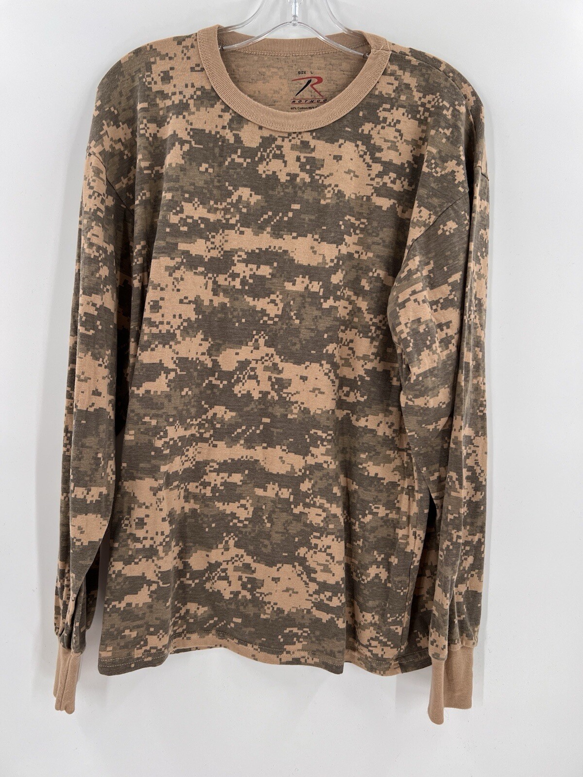 ROTHCO DIGITAL CAMO LONG SLEEVE TEE SHIRT SIZE LARGE EASY WEAR MACHINE WASH