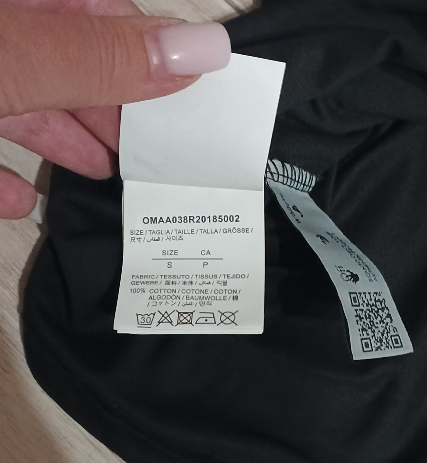 NWT Off-White Black Cotton T-Shirt Hand Logo Graphic Short Sleeve Mens Size [Siz