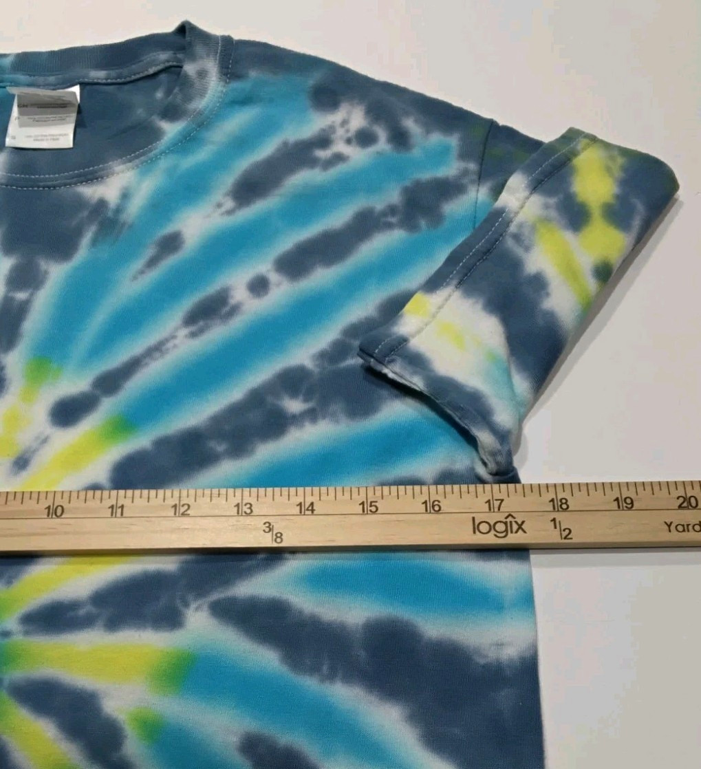 New Tie Dye Men’s T-Shirt Yellow Blue Adult Small Multicolor Summer Spider