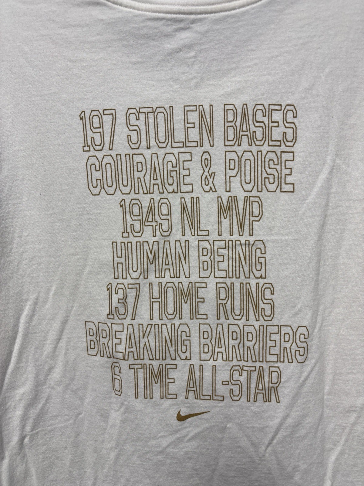 Nike Baseball 1947 Jackie Robinson 42 White T-Shirt Men’s Size L