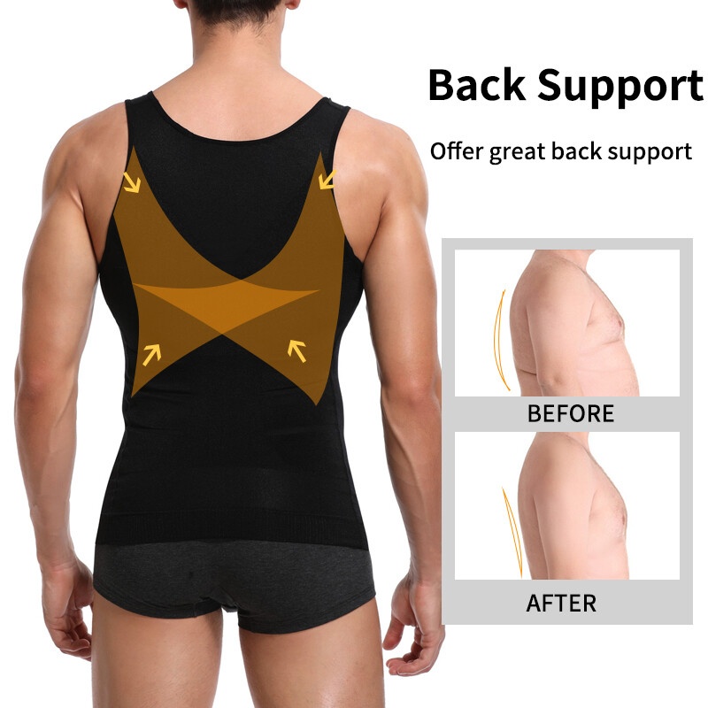 Men’s Slimming Body Shaper Belly Chest Gynecomastia T-Shirt Compression Tank Top