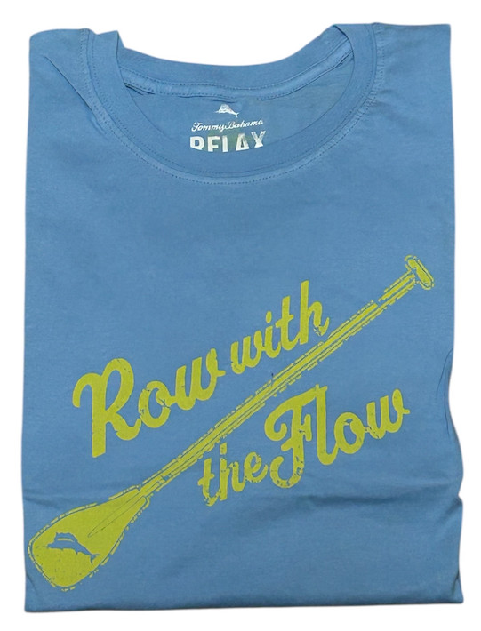 $45 TOMMY BAHAMA Sky Blue ROW WITH THE FLOW Relaxed Fit Short Sleeve T-shirt