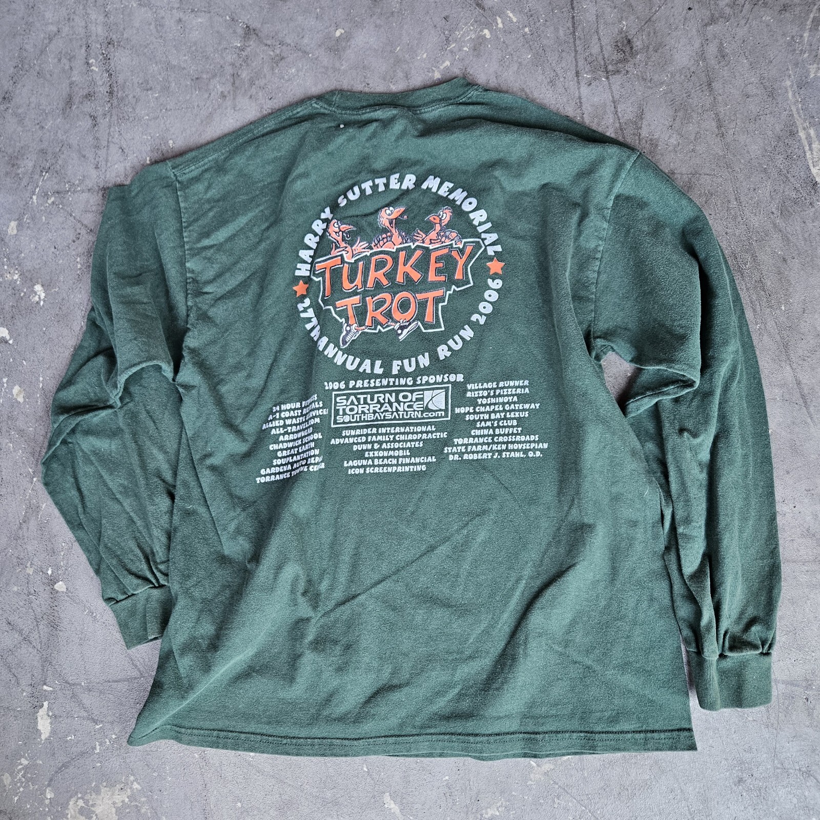 Torrance Turkey Trot 2006 Green Thanksgiving Tee T-Shirt Size L