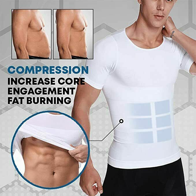 SecondSkin Men’s Shaper Cooling T-Shirt Compression Vest Slimming Shapewear US