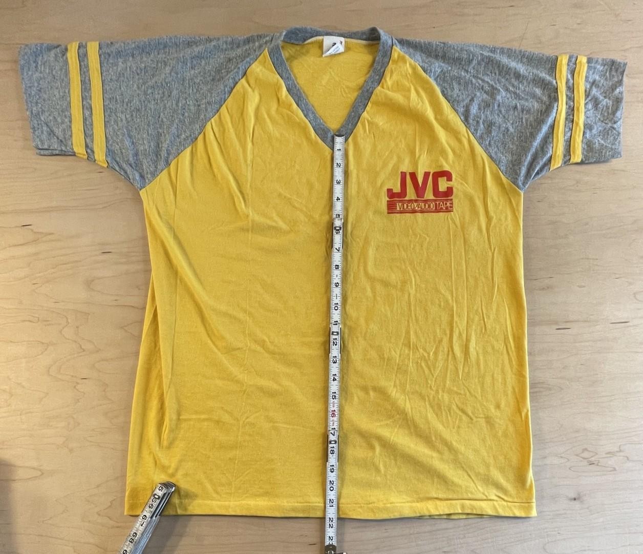 VTG Mid-80s JVC Video/Audio Tape Raglan Short Sleeve Baseball Tee Size 2 XL HTF