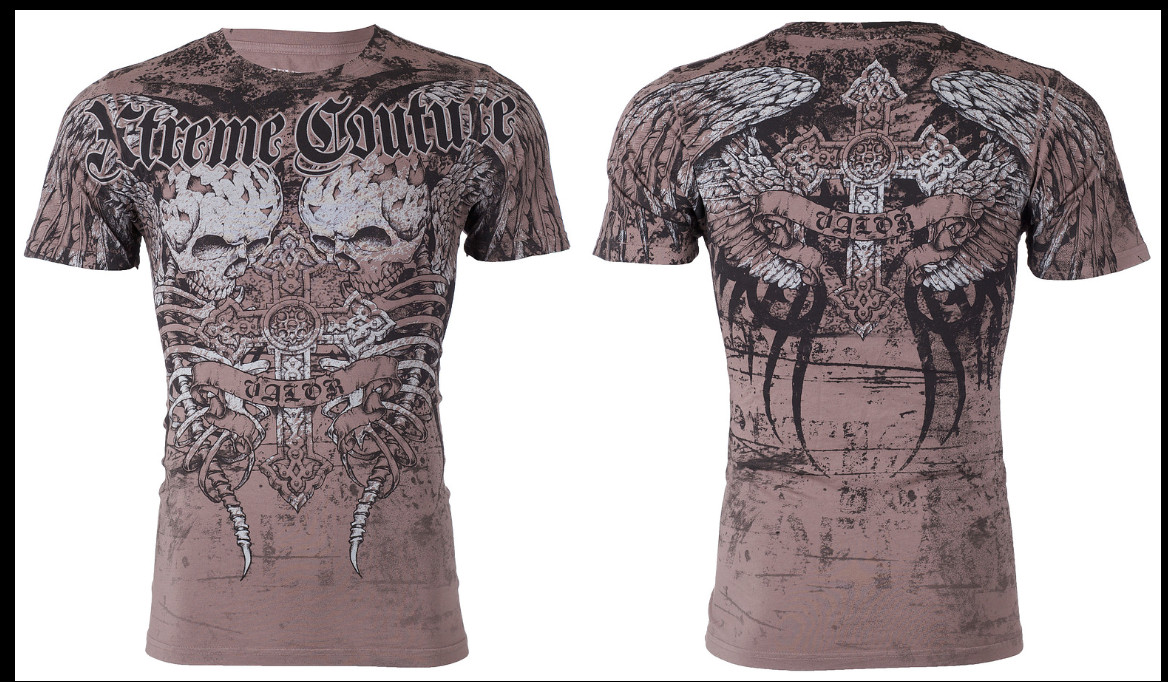 XTREME COUTURE by AFFLICTION Charcoal ROT Short Sleeve Slim Fit T-shirt NWT