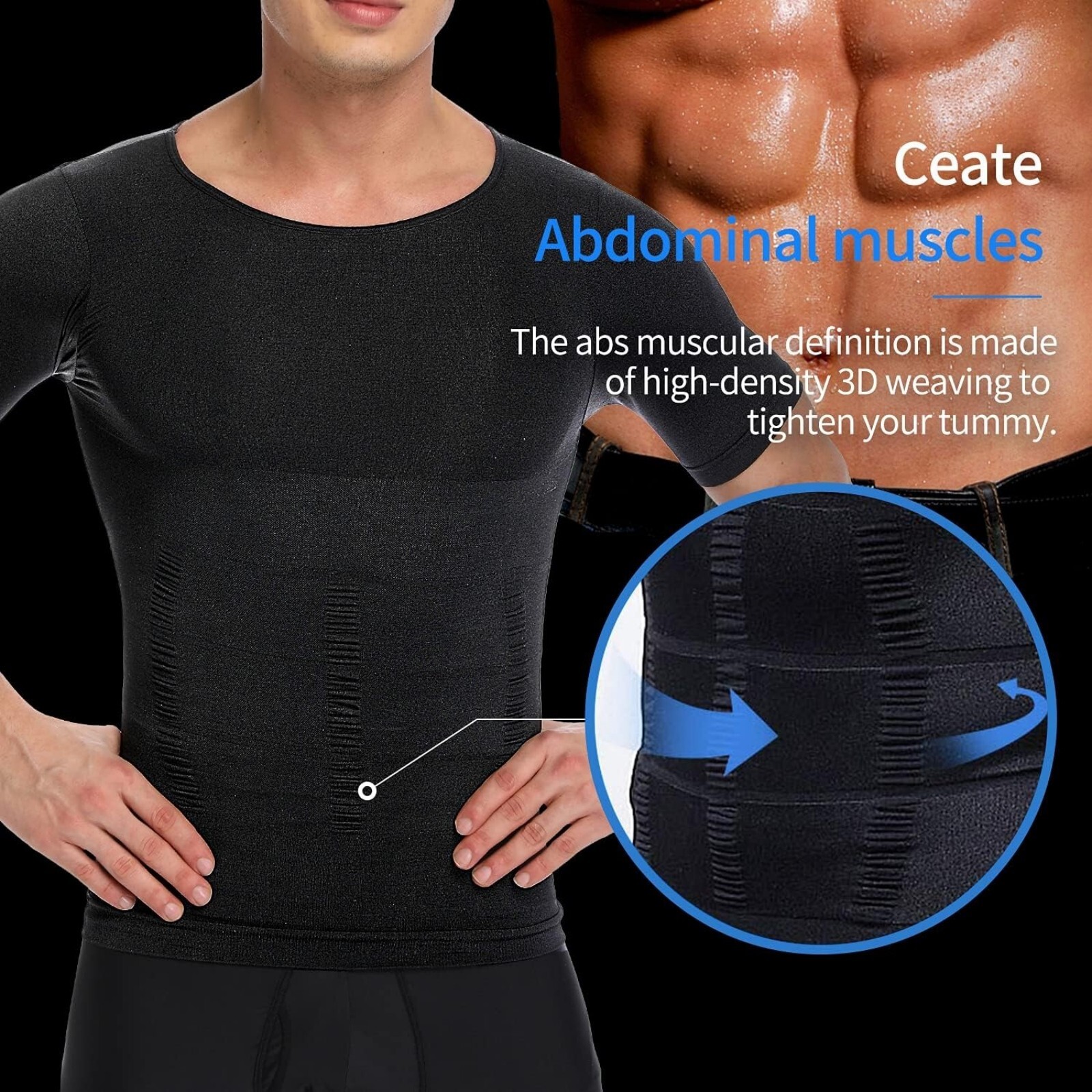 Fajas Para Hombres Faja Reductora De Hombre Men Tee Shaper Tummy Control T shirt