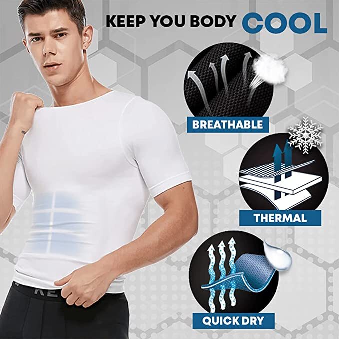 Men Slimming Tummy Control Tank Top Body Shaper Belly Chest Compression Shirt